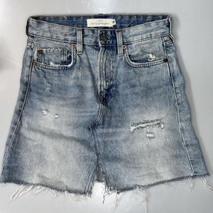 L.O.G.G‎ H&M Cut-Off Denim skirt Women's Size 2 Blue Mid Rise 5-Pocket Raw Hem